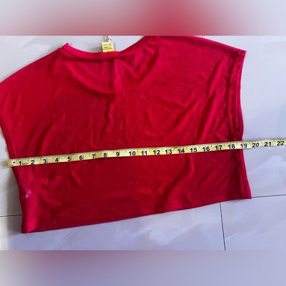 Daisy crop top mesh or net fabric crew neck red Mesh Net Crop Top size M - Picture 9 of 16